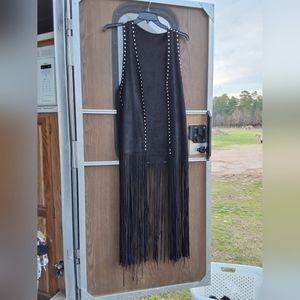 Crazy Train faux leather vest with tassels